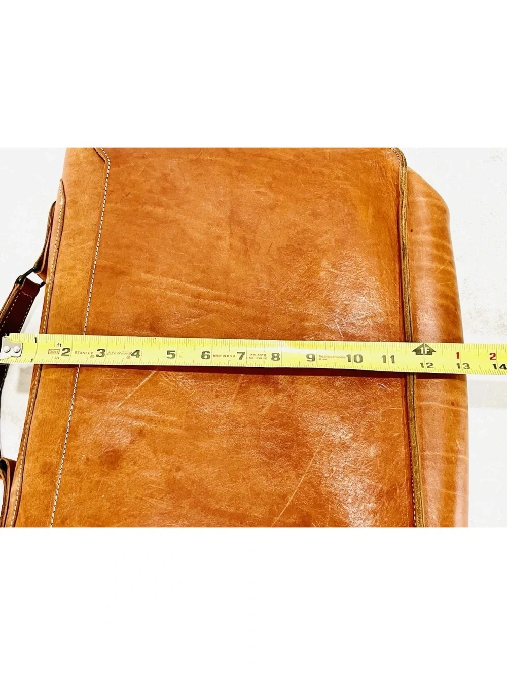 VTG Cognac Leather Briefcase/Laptop Bag w/5 Pockets By Naturally Yours-Greece
